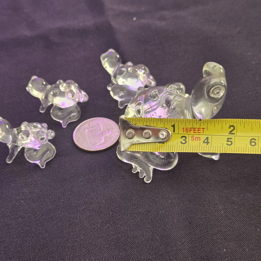 Glass Frog Set. Mom And 3 Little Babys